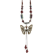 Collar con colgante de mariposa para suéter de mujer