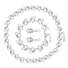 Perlenkette-Set, Strass-Choker, Kristall-Halskette, Schmuck für Abschlussball, Ohrringe, Braut