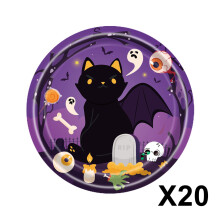 Liquidación de decoración de Halloween de Kayannuo: juego de 20 piezas de vajilla desechable para fiestas, mantel terrorífico, decoración