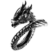 Pierścień męski z regulowanym metalowym pierścieniem Vintage Dragon Open Ring