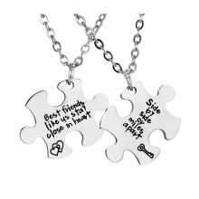Collares de mejores amigas, rompecabezas dividido de acero inoxidable