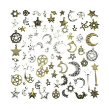 Colgantes de estrella y luna para la creación de joyas DIY (74 piezas)