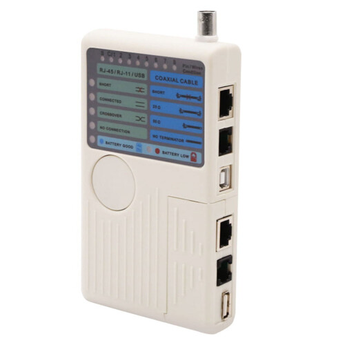 Testador de Cabo de Rede para RJ11, RJ45, USB e BNC (4 em 1)