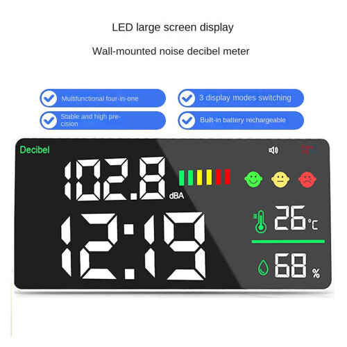 Μετρητής στάθμης ήχου σε τοίχο 30-130dB, οθόνη LED 11 ιντσών