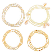 Conjunto de joyas africanas de cuentas para la cintura para mujer (4 cuentas)