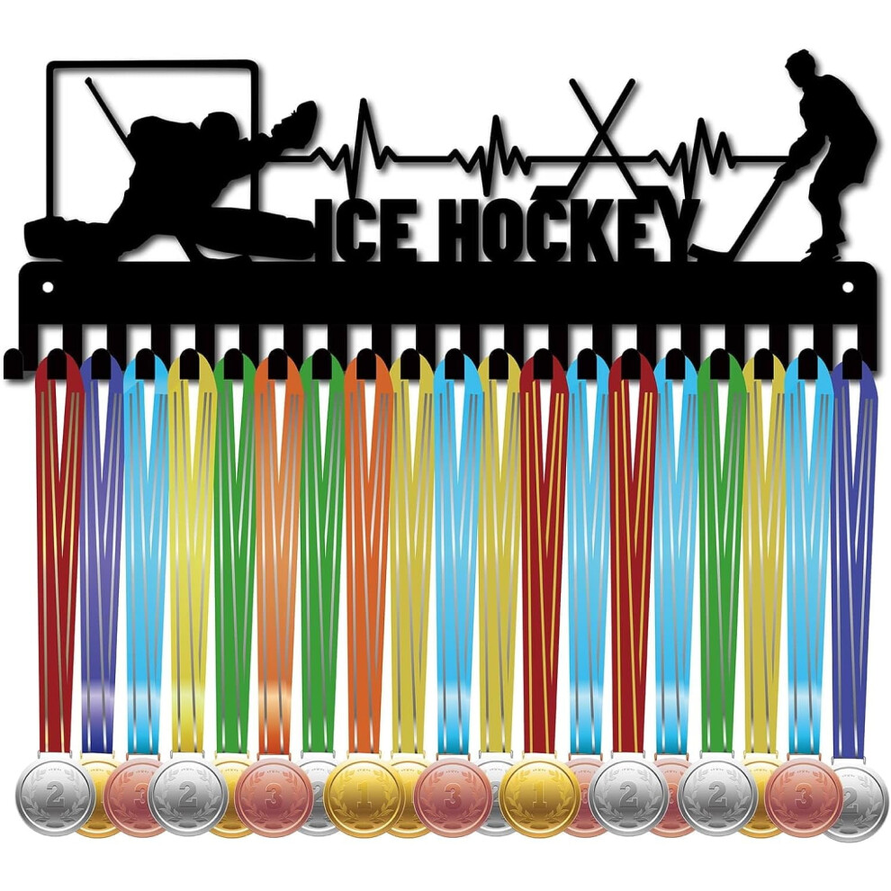 Ice Hockey Medal Hanger Black Display Rack With 20 Hooks 9314556072697