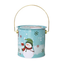 Christmas cookie tin with lid, round metal, 1 piece