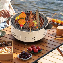 Gril à charbon portable en acier inoxydable, compatible avec une utilisation extérieure et intérieure, pour les grillades, le chauffage et la