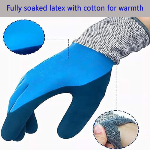 Winter Work Gloves Latex Fully Soaked Waterproof 1 Pair 2