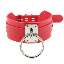 Gargantilla de cuero rojo para mujer