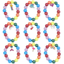 Set di 9 ciondoli per braccialetti per bambini con perline arcobaleno