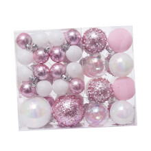 Christmas Ball Ornaments Pink White 46 pcs