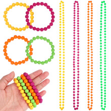 Conjunto de 8 piezas de pulsera y collar de cuentas de plástico neón