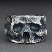 Conjunto de 2 anillos antiguos con calaveras de QISIWOLE