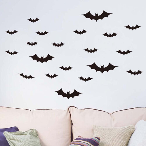 Samolepky na zeď s netopýry na Halloween PVC 3D 80 ks 1