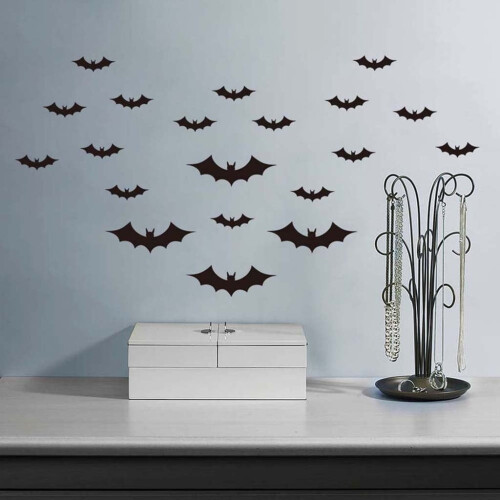 Samolepky na zeď s netopýry na Halloween PVC 3D 80 ks 2