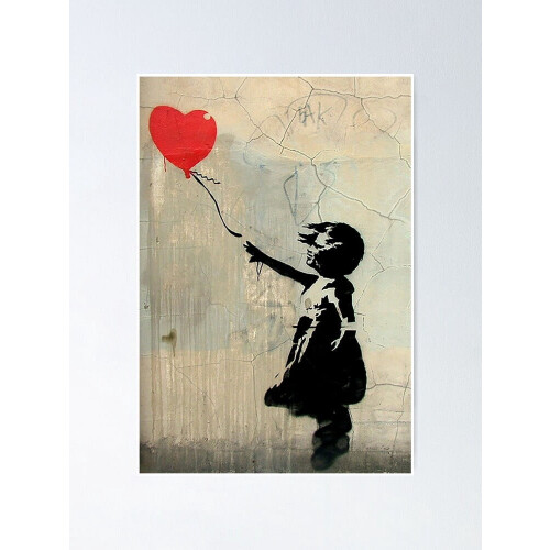 Εκτύπωση τέχνης Banksy με κόκκινη καρδιά και μπαλόνι χωρίς κορνίζα