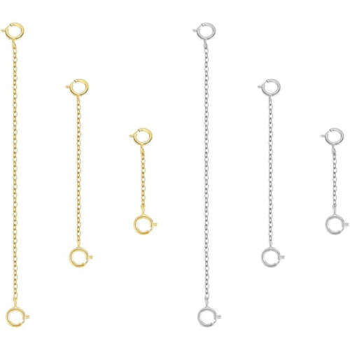 925 Sterling Silver Necklace Extender 6 pcs 1-3 inch