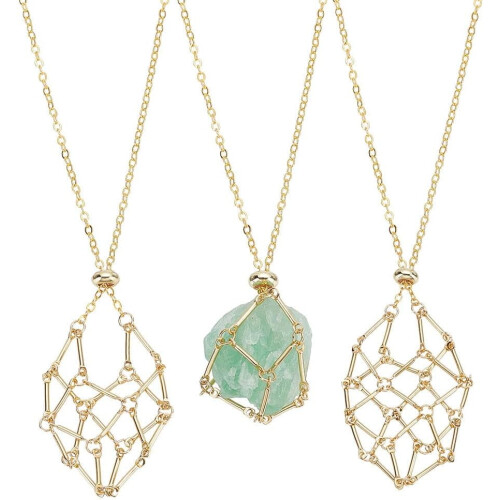 Stone Bracket Necklace Gold Pendant Holder 3 Sizes