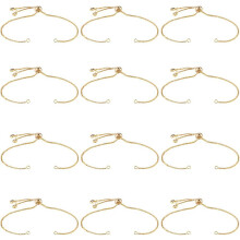 Adjustable Slider Bracelet Chain Gold Brass 12 pcs