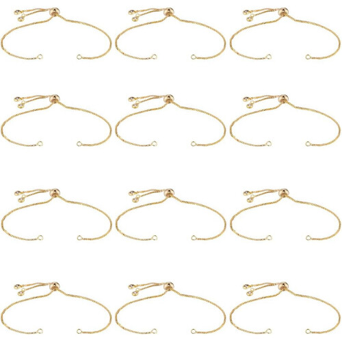 Adjustable Slider Bracelet Chain Gold Brass 12 pcs