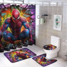 Spiderman duschdraperiset med halkfri badrumsmatta och