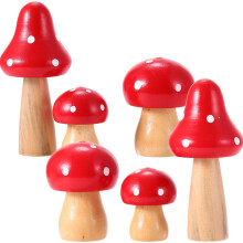 Figurines de champignons en bois pour décoration de jardin féerique (6 pièces)