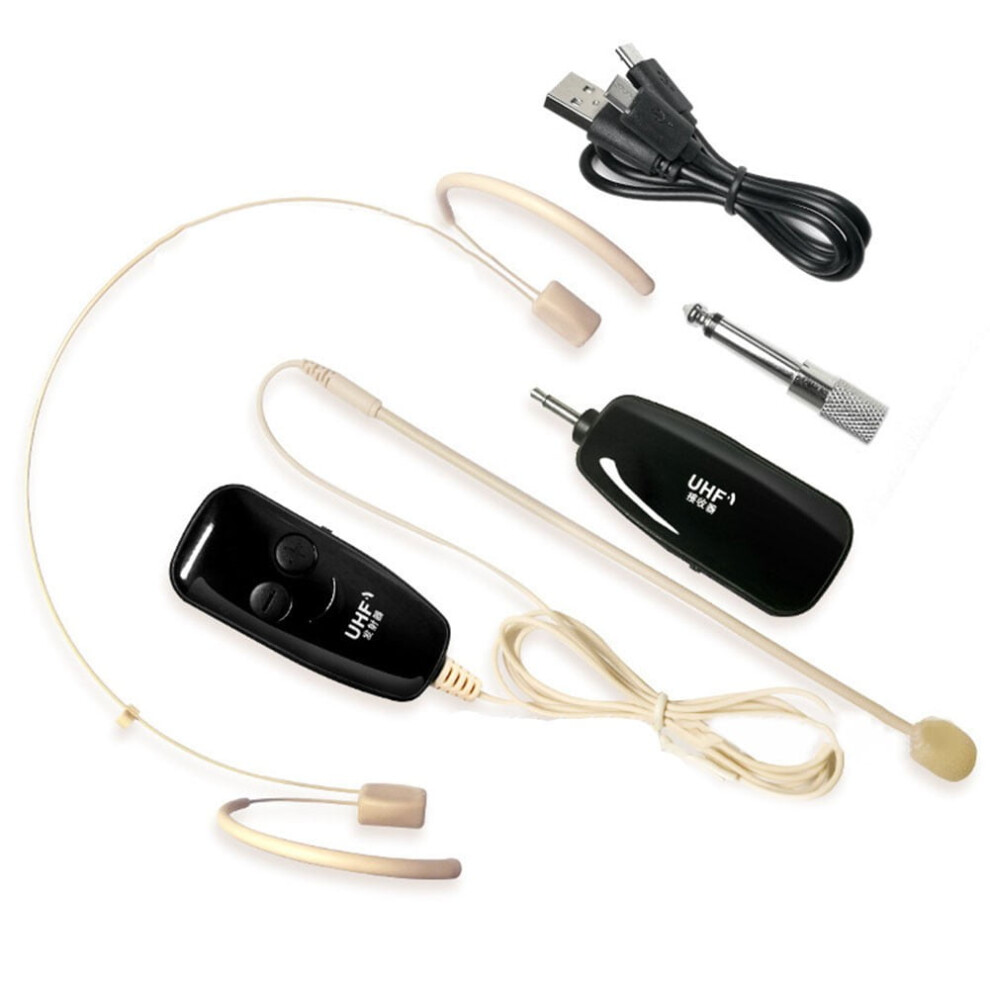 Uhf Head-Mounted Wireless Microphone Transmitter Receiver Beige 9314556069628