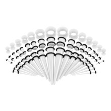 50 Pieces Ear Stretching Kit Acrylic Tapers and Plugs 14G-00G Silicone Flared Tunnels Ear Gauges Expander Set Body Piercing Jewelry(Luminous)