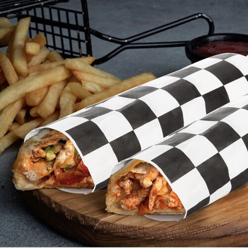 Black and White Checkered Wax Paper Sheets 12x12 Inch 2