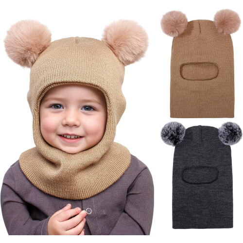 Baby vintermössa och halsduk set, 2-pack för småbarn 1-6 år