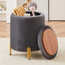 Velvet Ottoman Foot Stool with Storage Grey 16-inch