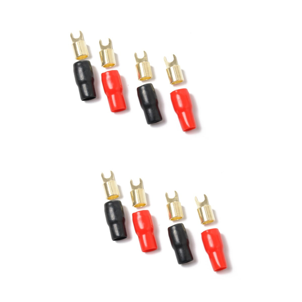 Speaker Wire Connectors Copper Spade Terminals 4 Pairs 9107258582676