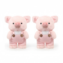 Plüschschweinchen in Latzhose – Weiches, rosa Stoffschweinchen, 2 Stück