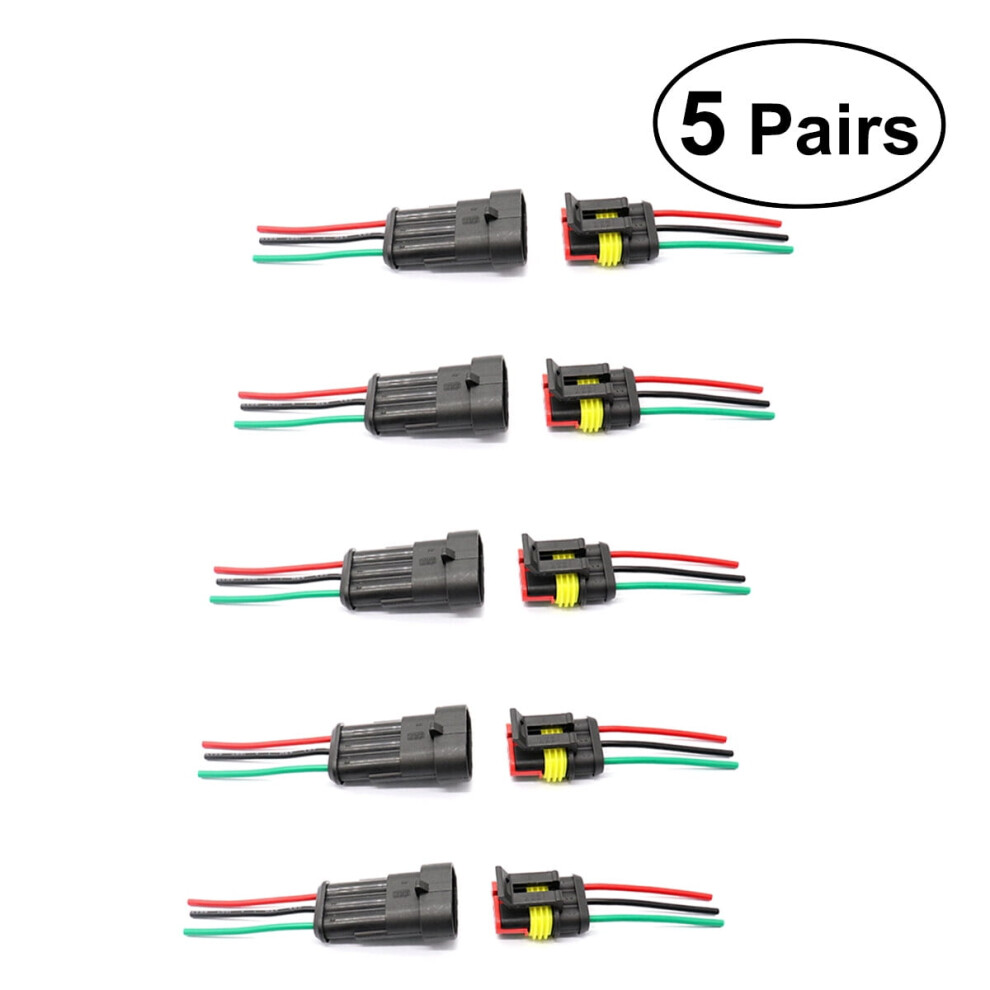 Waterproof Electrical Wire Terminal Connectors 3-Pin Ip67 5 9107258583680