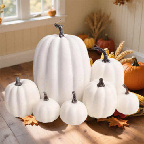 Halloween Pumpkin Ornament Set Plastic 7 pcs