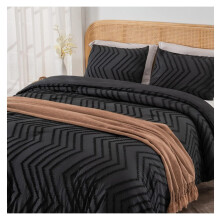 Set de pilotă California King negru, cu 3 piese, cu strat subțire