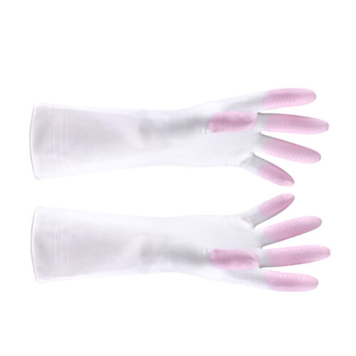 Rubber Cleaning Gloves Reusable Waterproof Size M Pink 1