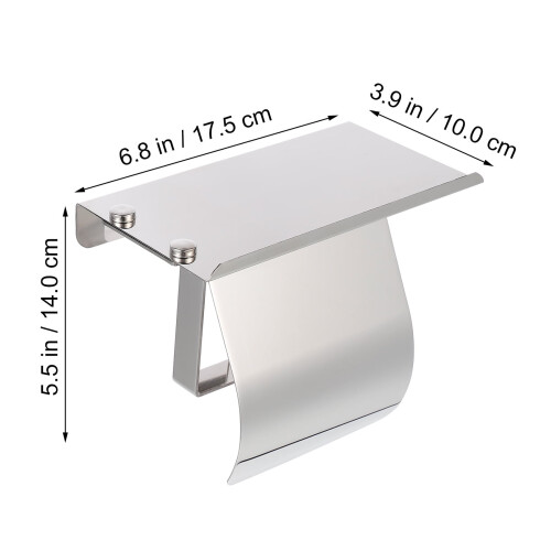 Toiletpapirholder i rustfrit stål med hylde 2