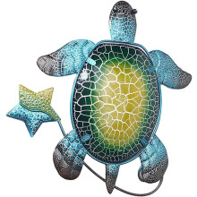 Metalen wanddecoratie met zeeschildpadthema, thema blauwe oceaan