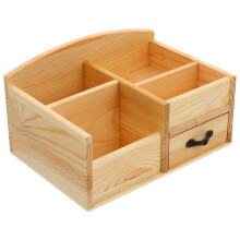 Boîte de rangement de bureau en bois avec tiroir (1 pièce)