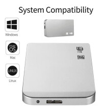 2TB Portable USB 3.0 External Hard Drive Silver