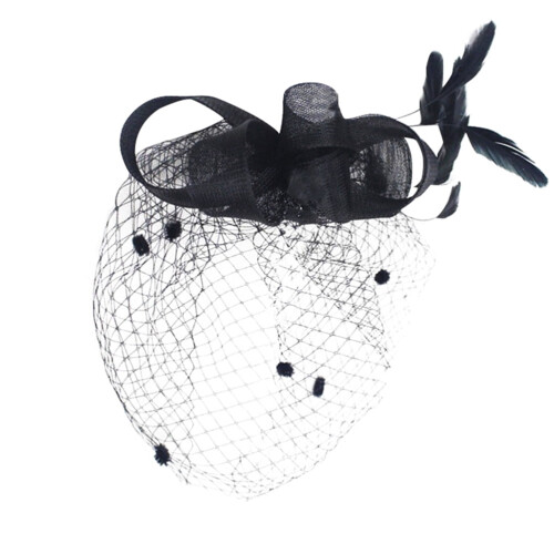 Bandeau bibi orné de filet et de plumes