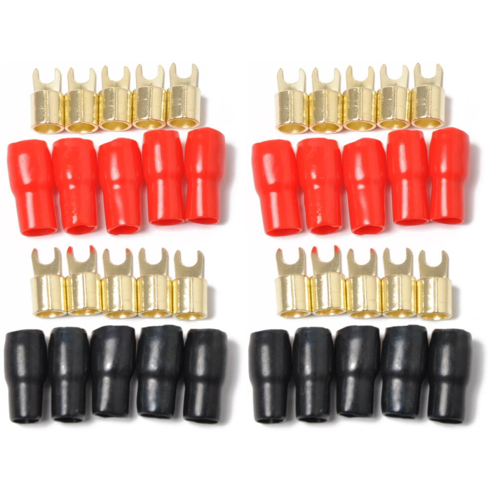 Speaker Crimp Terminals 4Ga Black Copper Spade 10 Pairs 9107258583765