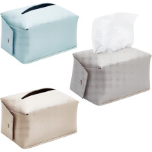 Boîte à mouchoirs rectangulaire en similicuir PU (3 pièces)