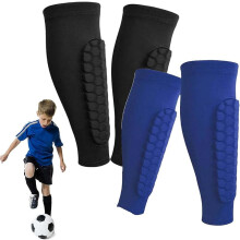 Espinilleras de fútbol para niños con almohadillas de nido de abeja (paquete de 2)