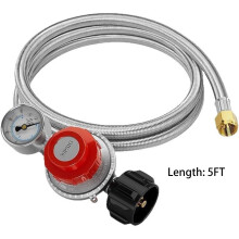 Propane Regulator with Gauge and Braided Hose 0-30 PSI