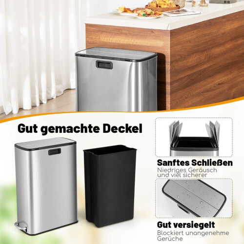 46-Liter-Mülleimer aus Edelstahl mit Soft-Close-Deckel 2