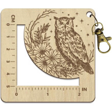 Wooden Knitting Gauge with Owl and Flower Pattern