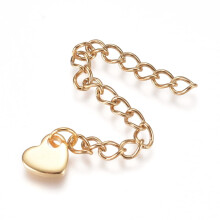 304 Stainless Steel Curb Chain Extender with Heart Charm